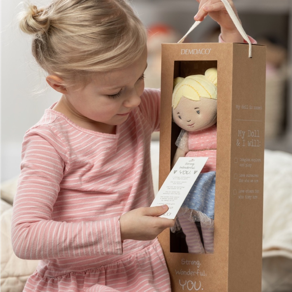 New! Demdaco Strong Beautiful You Blond Girl Fabric Doll - Picture 8 of 13